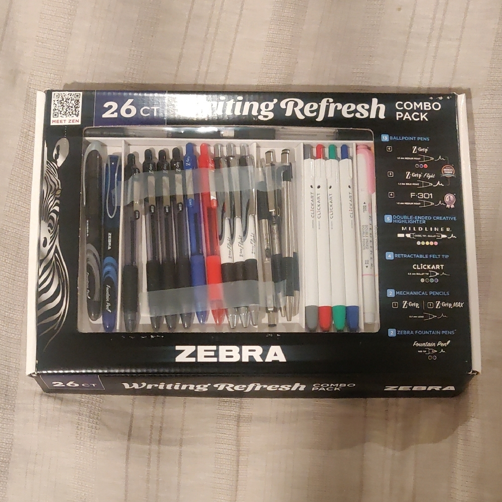 Zebra Writing Refresh Combo 26ct Pens Mildliners Highlighter Mechanical Pencils